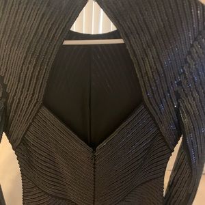 Express Black Sequence Long Sleeve Dress
